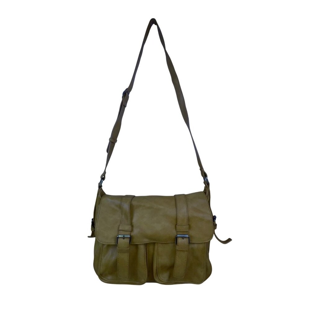 ModCloth Womens Oxide Yellow Faux Leather Adjustable Buckle Strap  Crossbody Bag